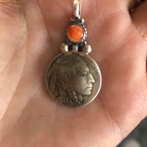 Spiny Oyster, Buffalo Nickel Pendant